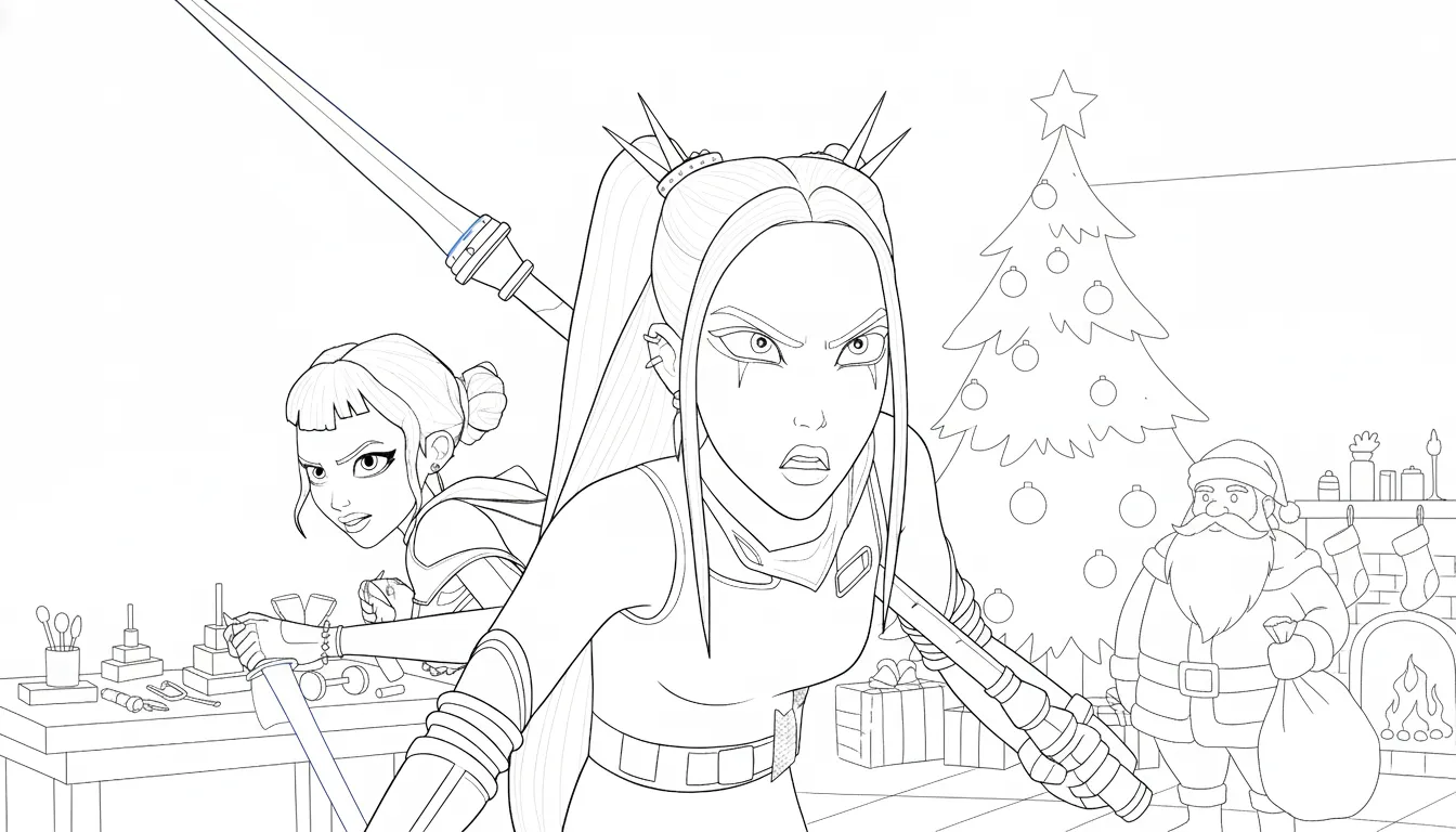 coloriage Huntrix Noel a colorier en ligne gratuitement