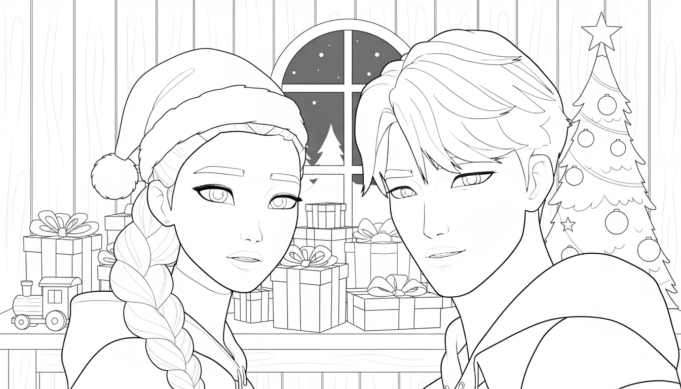 coloriage Huntrix Noel et dessin a imprimer