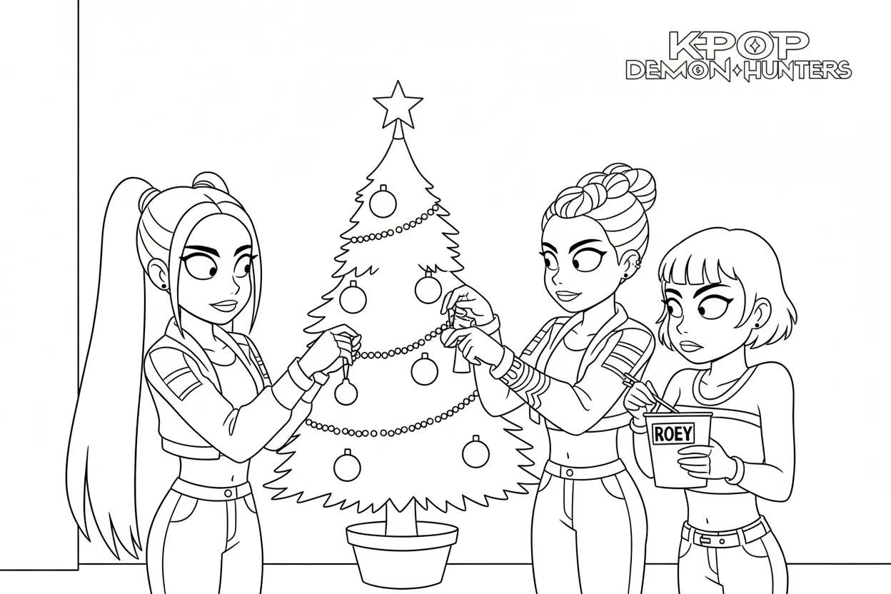 coloriage Huntrix Noel en ligne