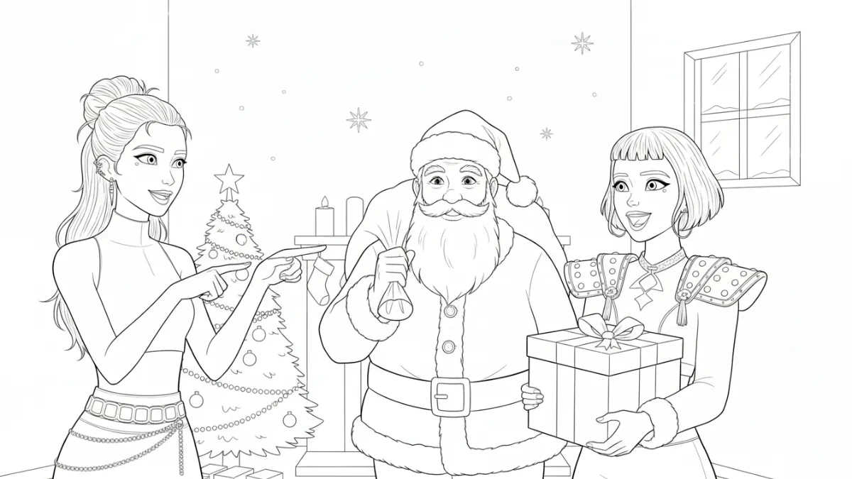 coloriage Huntrix Noel pour enfant a imprimer gratuit
