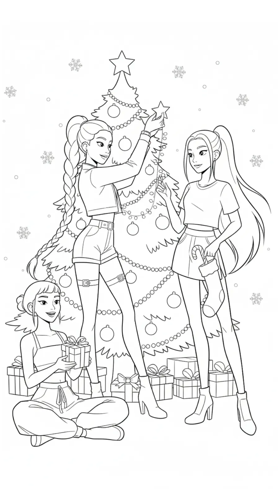 coloriage Huntrix Noel à imprimer