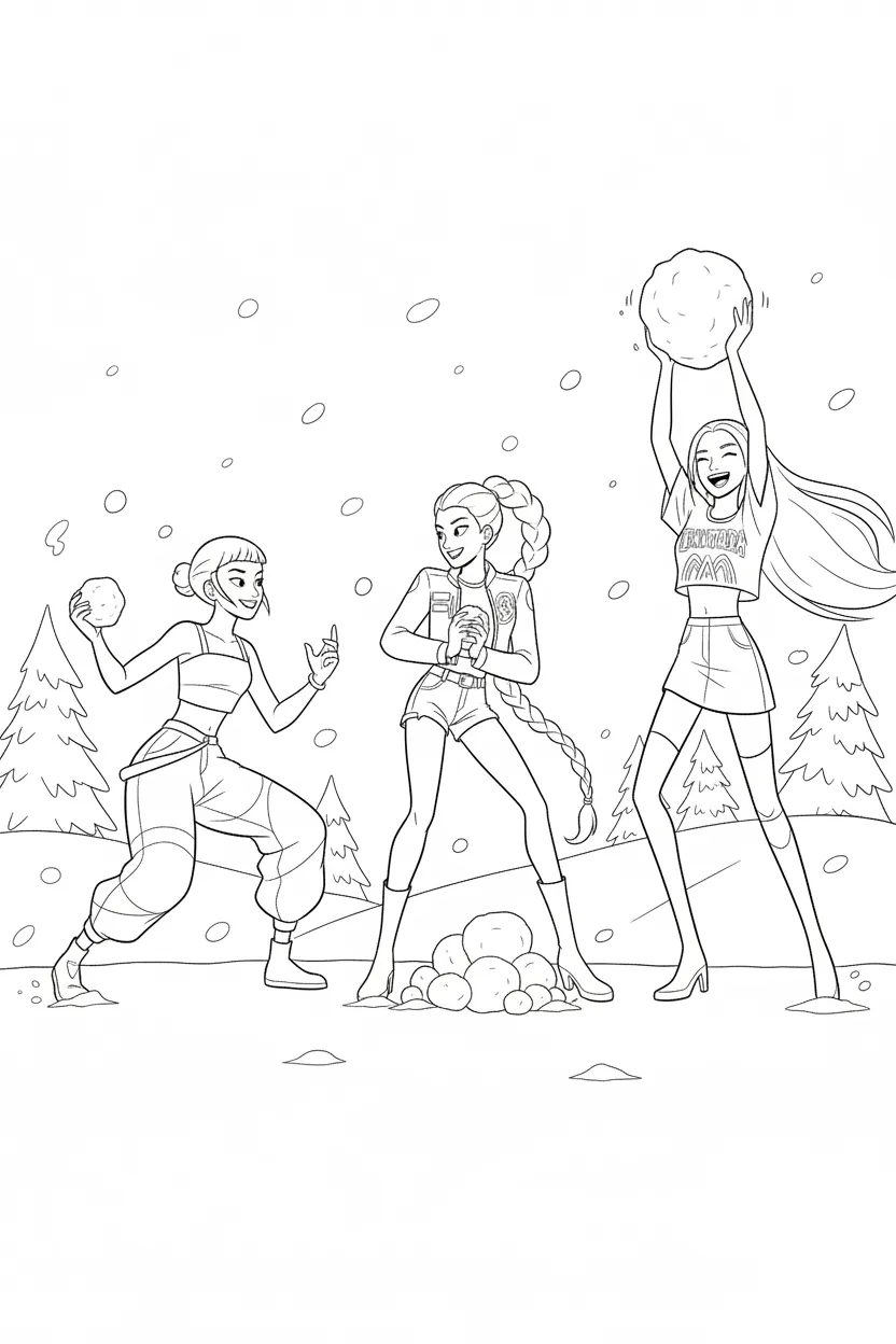 coloriage Huntrix Noel gratuit en ligne