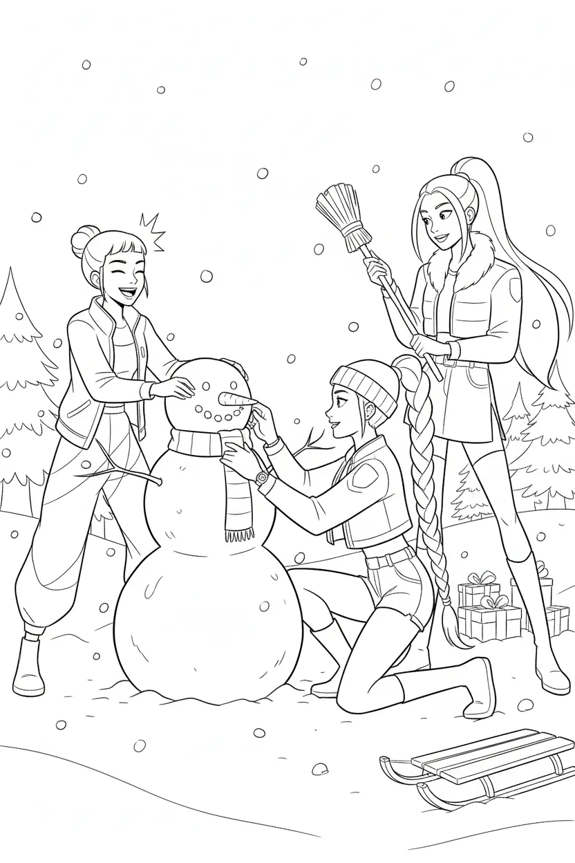 coloriage Huntrix Noel pour enfants