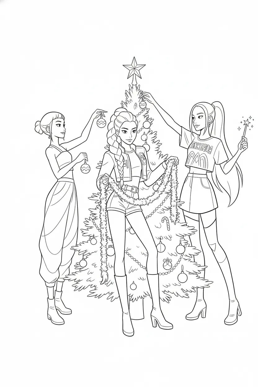 coloriage Huntrix Noel a telecharger