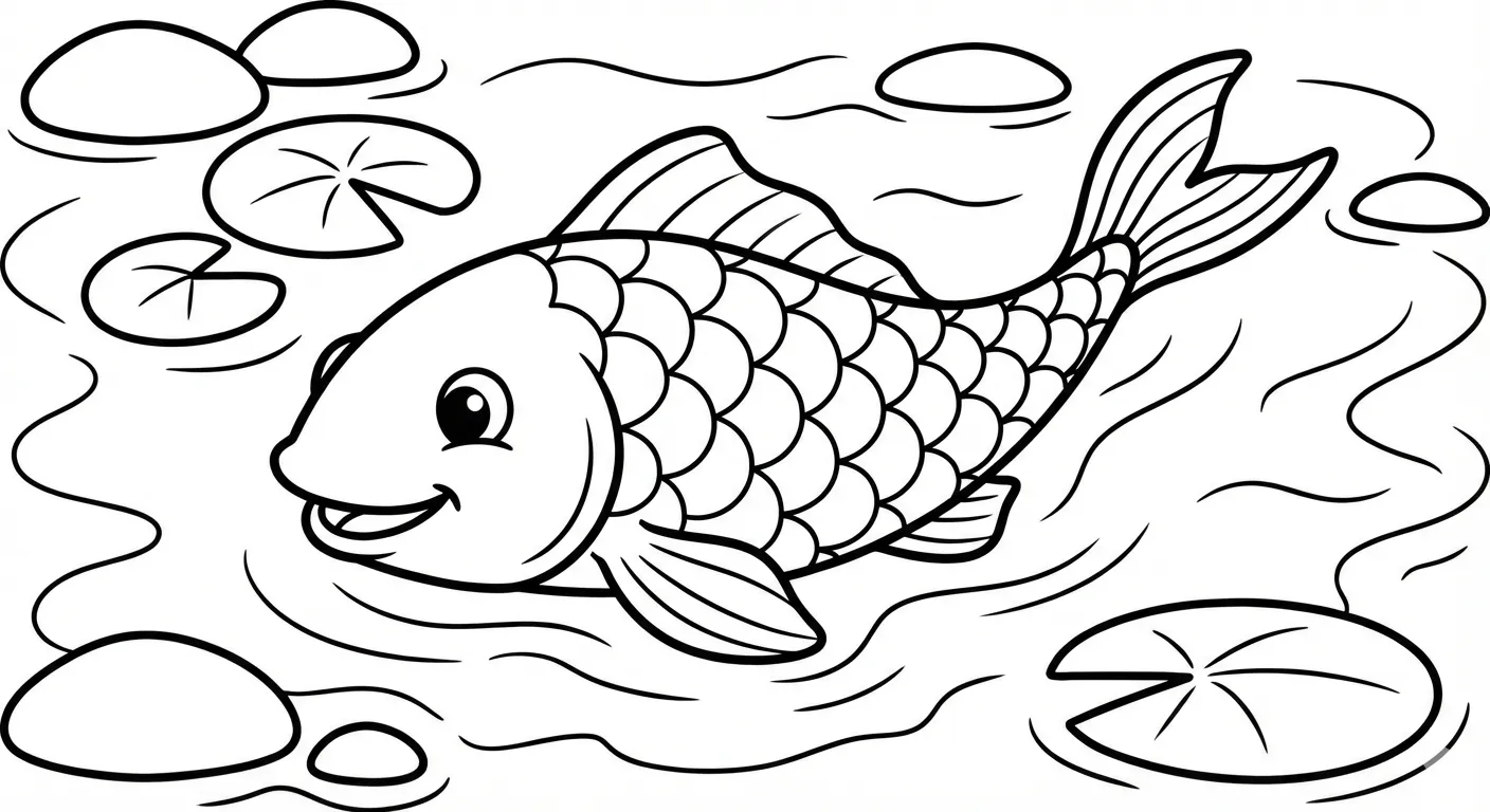 coloriage Koï educatif pour enfant