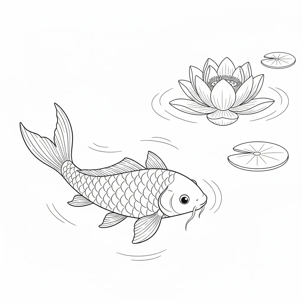 coloriage Koï a imprimer gratuit