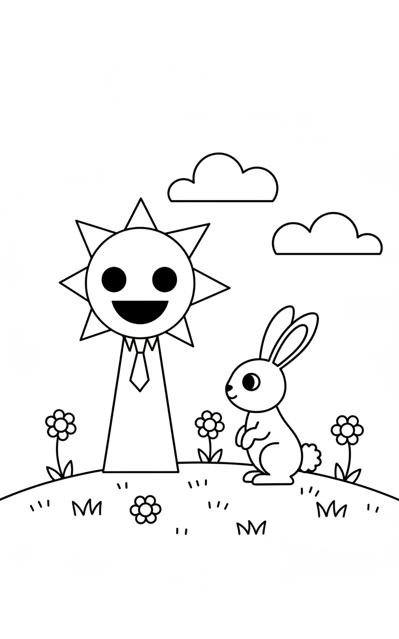 coloriage Mr Sun Sprunki pour enfant a imprimer gratuit 1