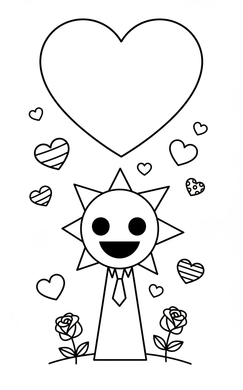 coloriage Mr Sun Sprunki pour enfant de 6 ans