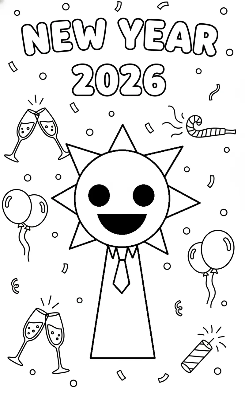 coloriage Mr Sun Sprunki à imprimer pdf