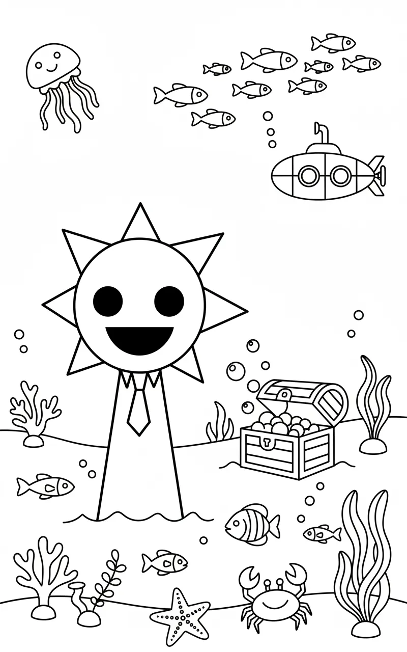 coloriage Mr Sun Sprunki pour enfant de à imprimer