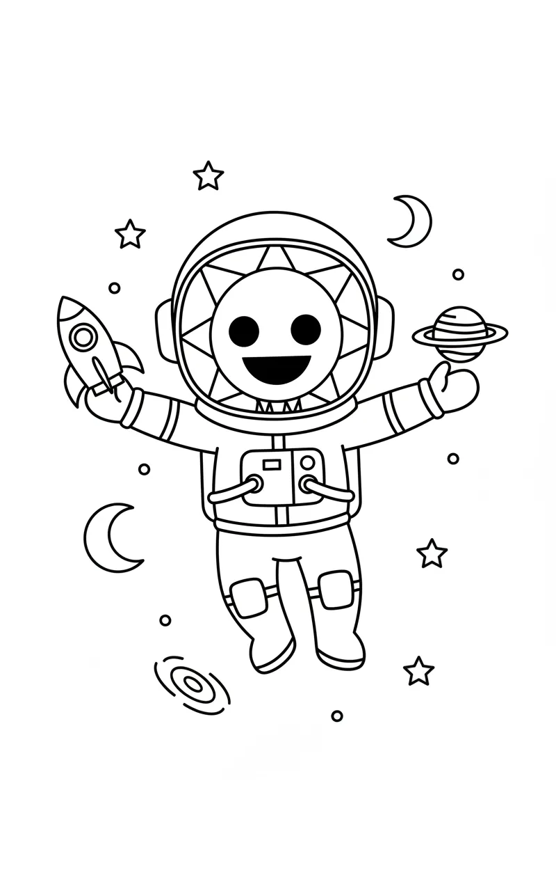 coloriage Mr Sun Sprunki à imprimer pour enfant de 8 ans