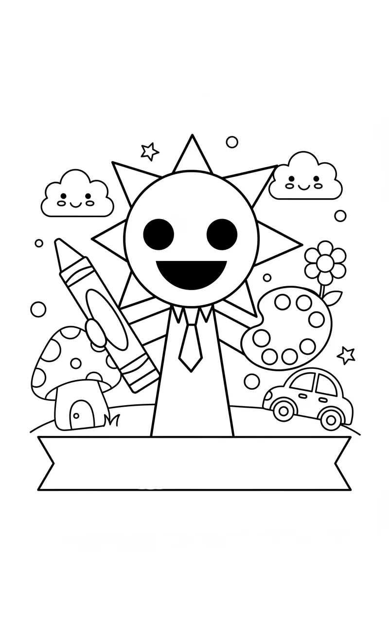 coloriage Mr Sun Sprunki à imprimer pdf 1