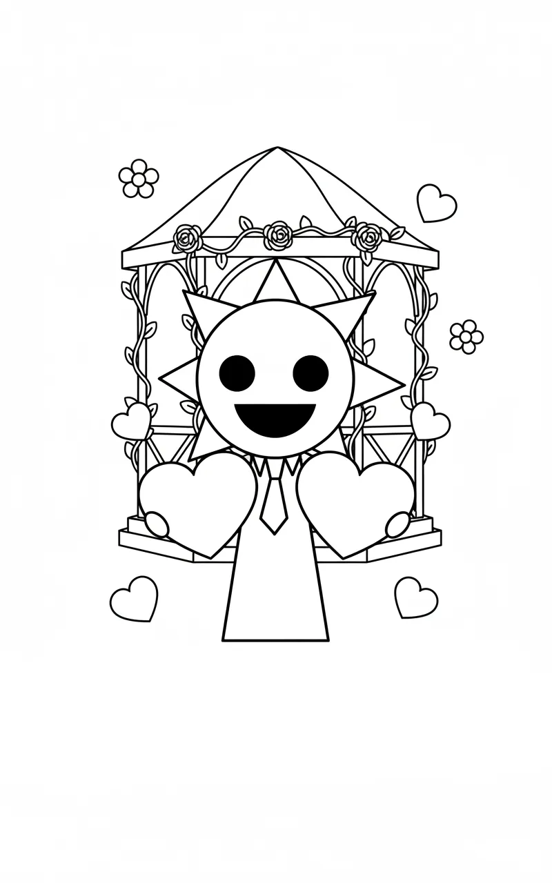 coloriage Mr Sun Sprunki pour enfant de 6 ans 1