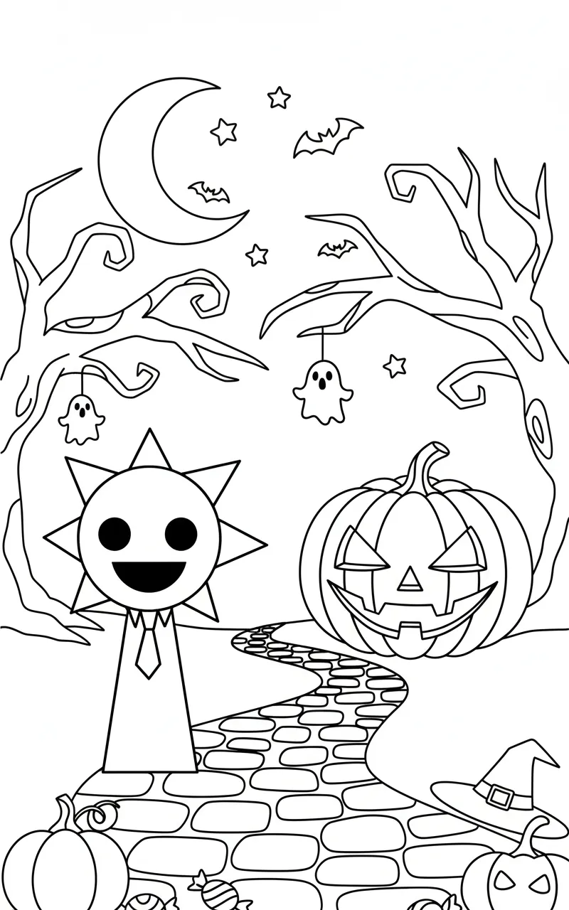 coloriage Mr Sun Sprunki pour enfant a imprimer gratuit 2