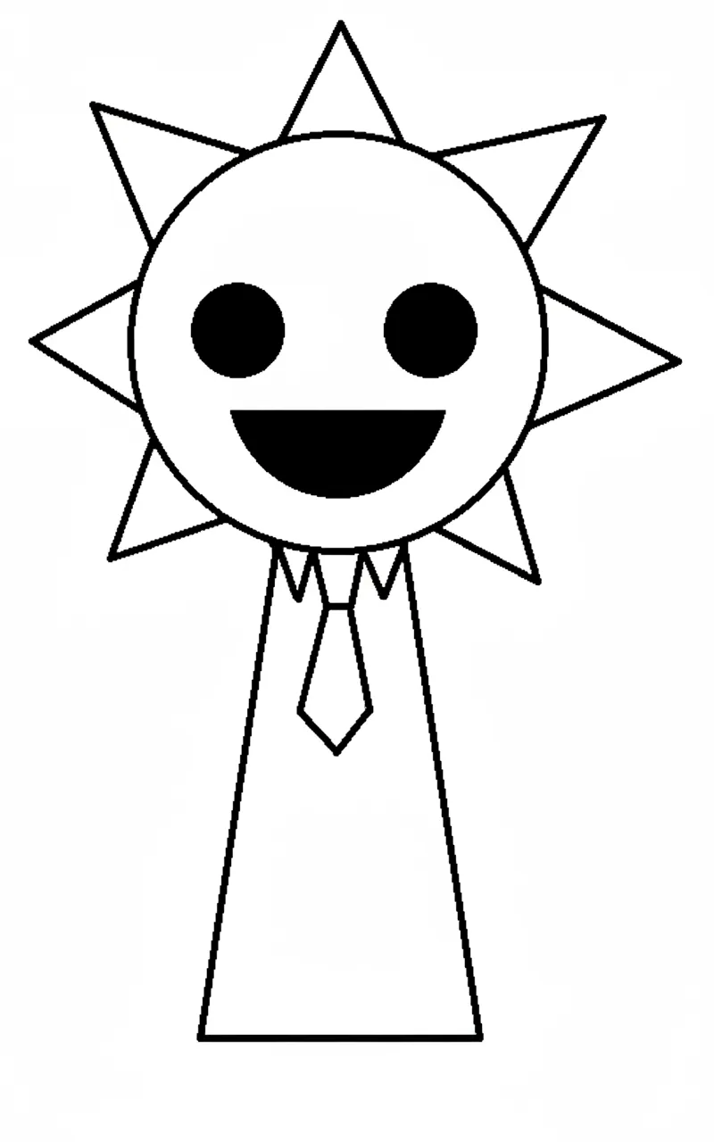 coloriage Mr Sun Sprunki pour enfant a imprimer gratuit