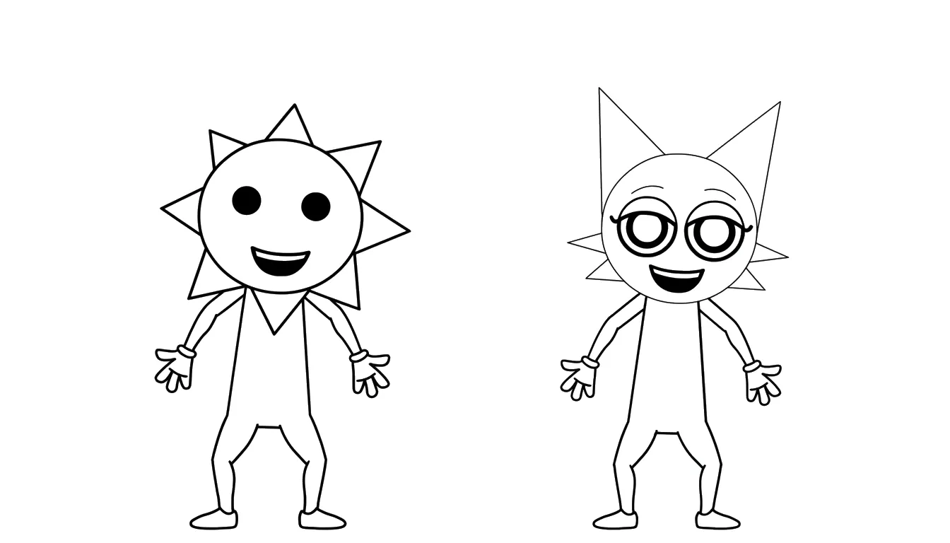 coloriage Mr Sun Sprunki pour enfants à télécharger 1