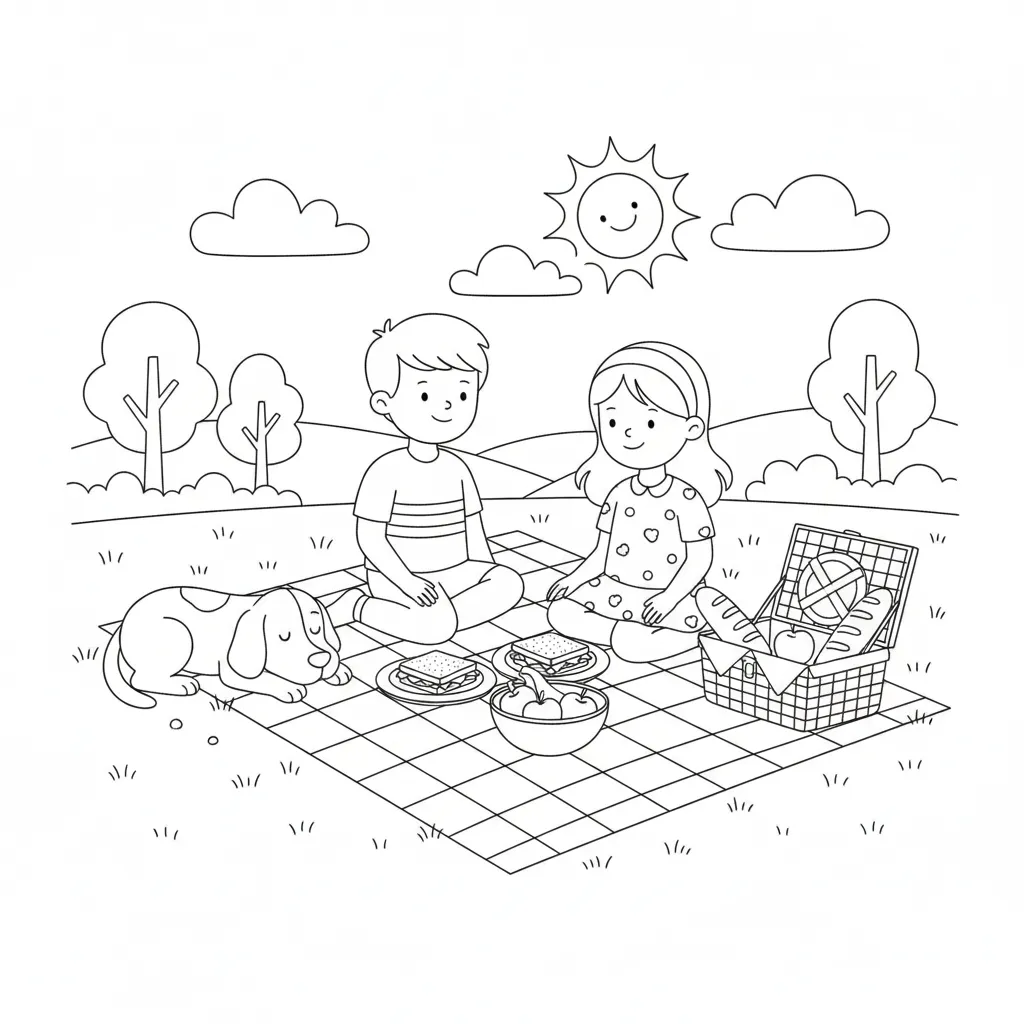 coloriage Pique Nique gratuit a imprimer