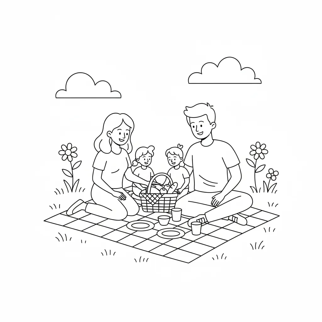 coloriage Pique Nique pour enfant a imprimer gratuit