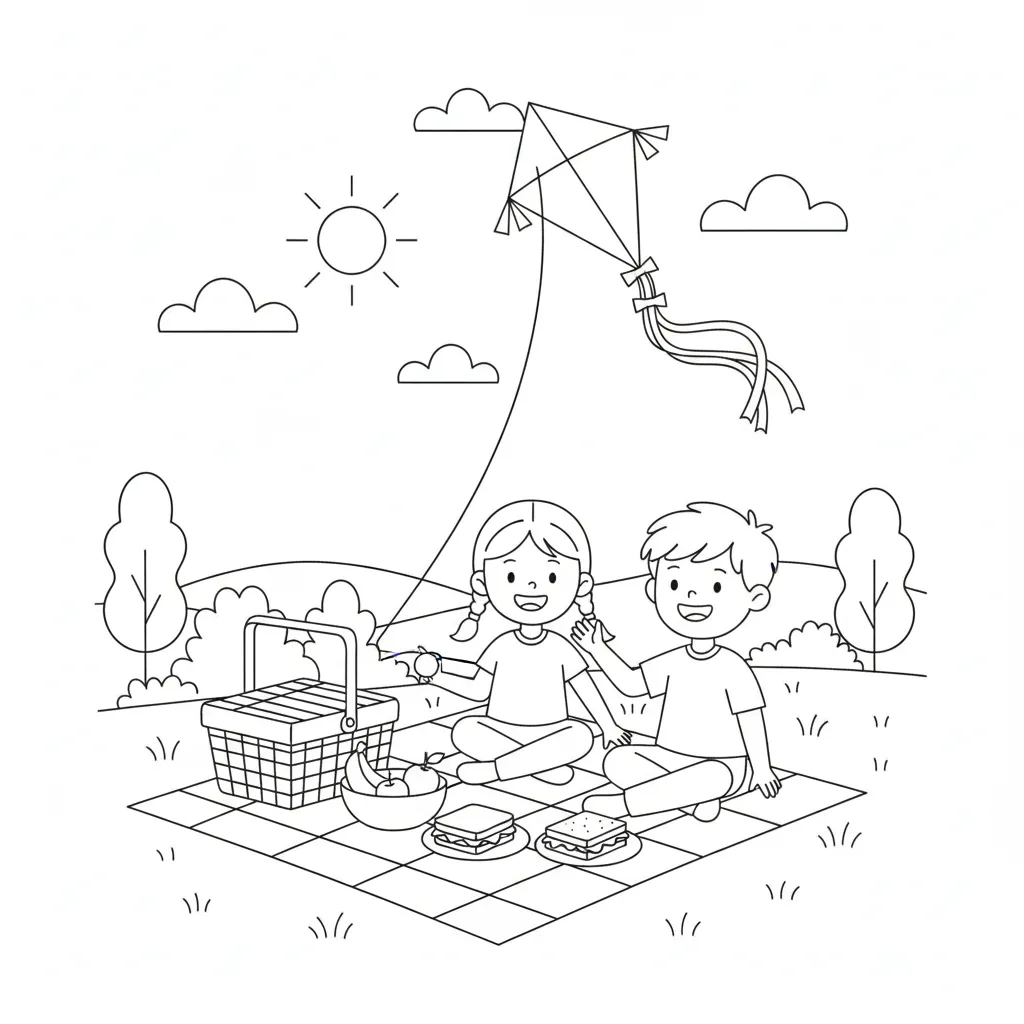 coloriage Pique Nique pour enfant a imprimer gratuit 1