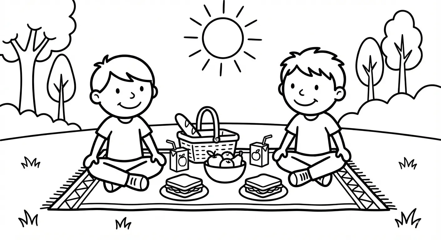 coloriage Pique Nique pour enfants a imprimer
