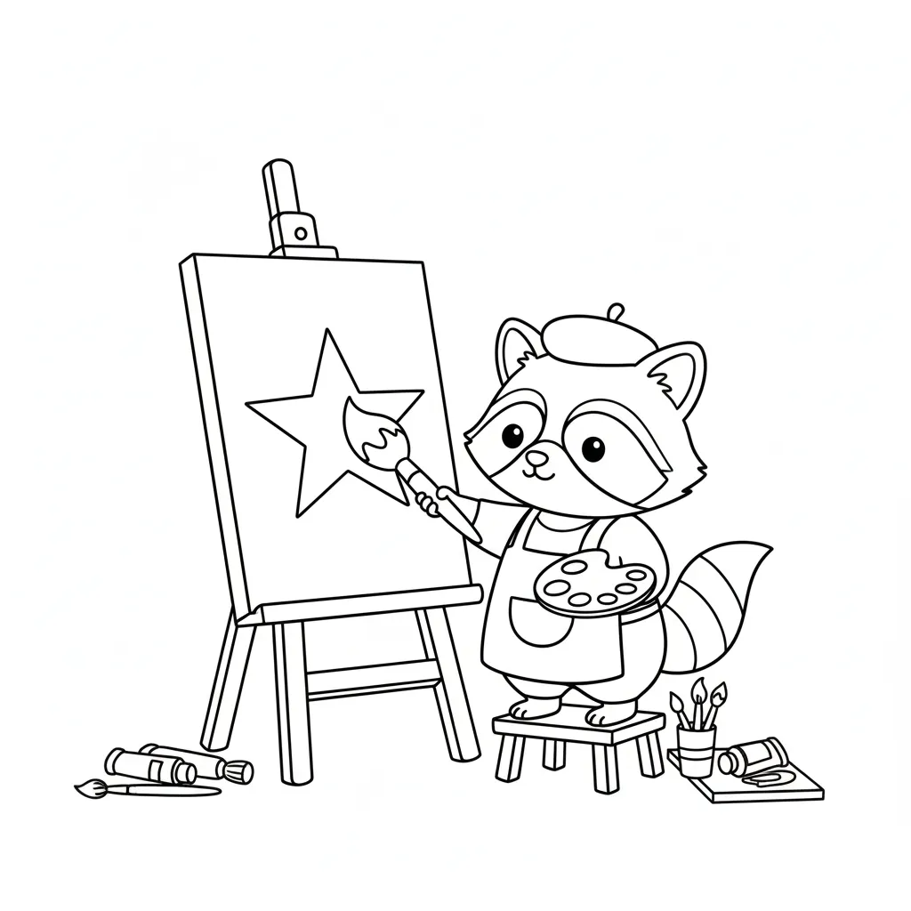 coloriage Raton Laveur pour enfant de 5 ans