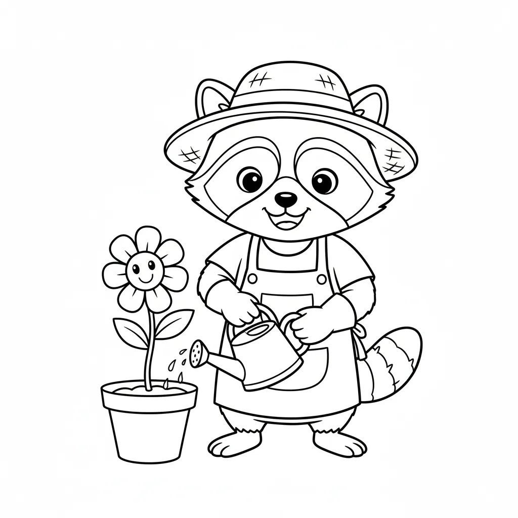 coloriage Raton Laveur de pour enfants