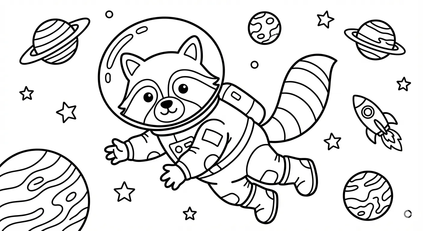 coloriage Raton Laveur a imprimer pour enfant de 4 ans