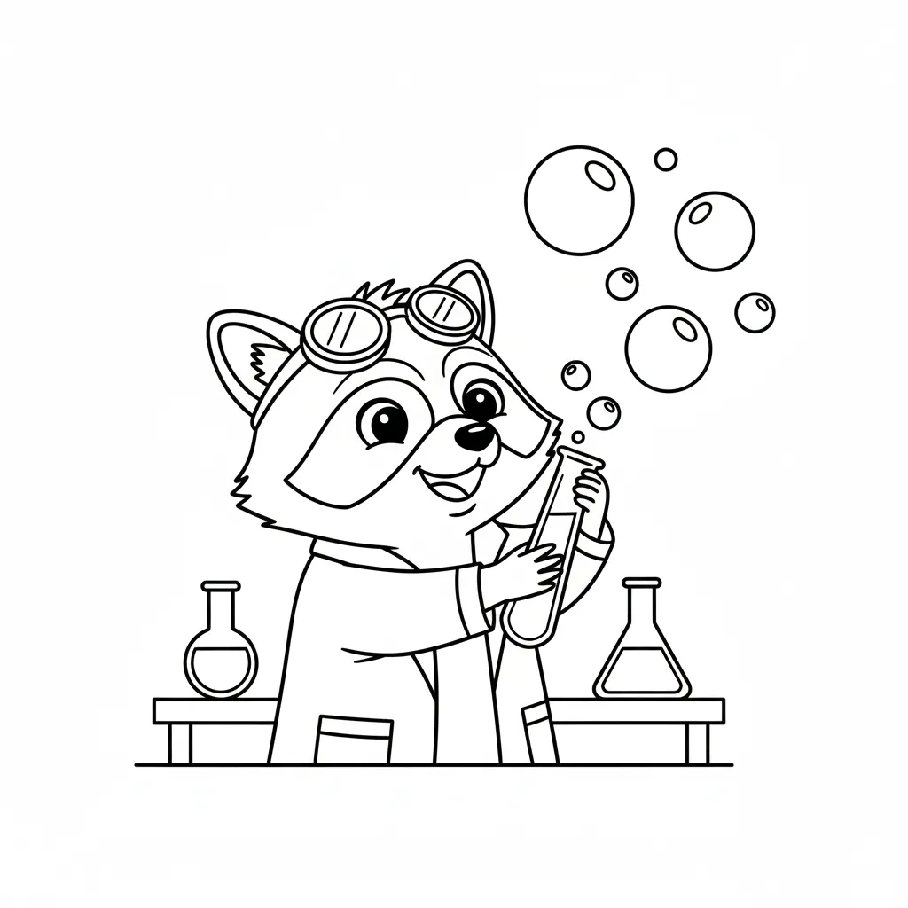 coloriage Raton Laveur educatif pour enfant