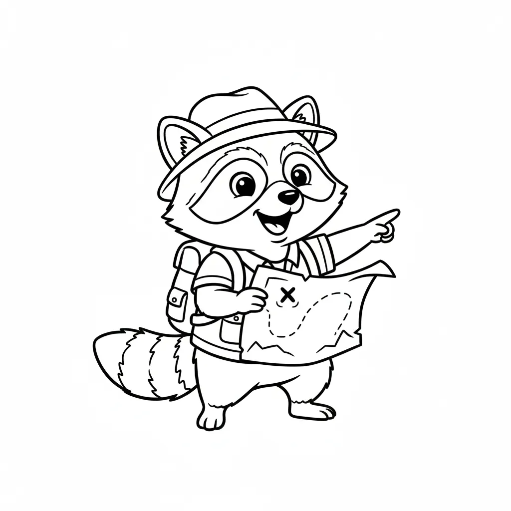 coloriage Raton Laveur pour enfant de 2 ans