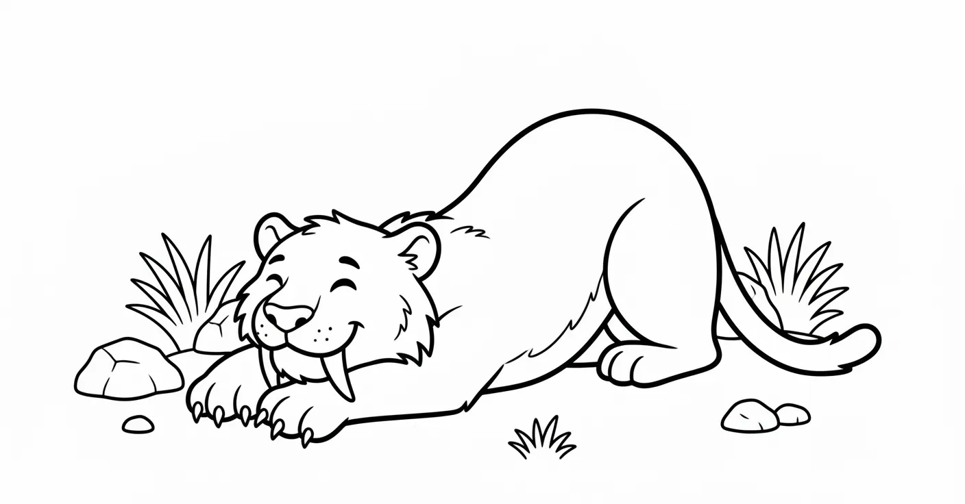 coloriage Smilodon à imprimer pour enfant de 10 ans