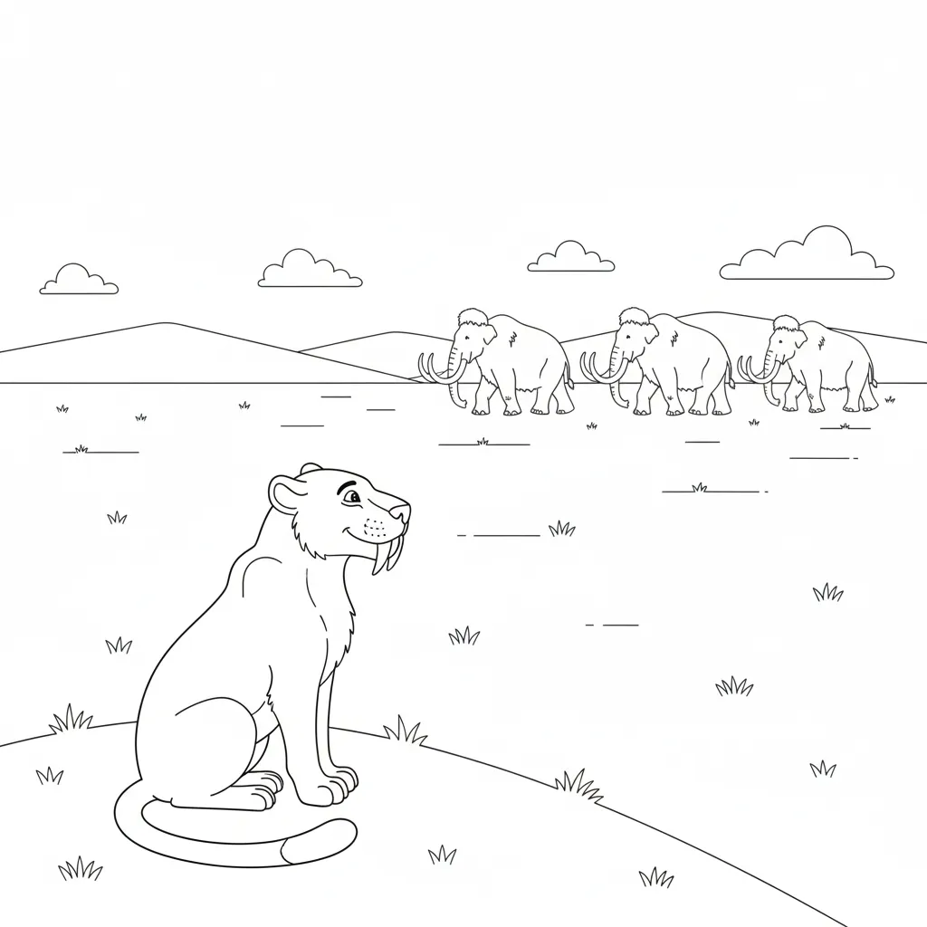 coloriage Smilodon pour enfants à imprimer