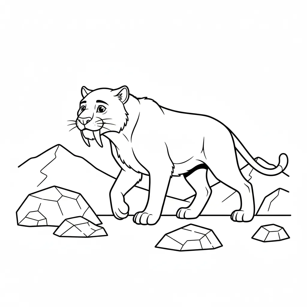 coloriage Smilodon pour enfant de 2 ans