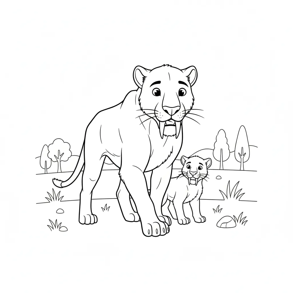 coloriage Smilodon educatif pour enfant