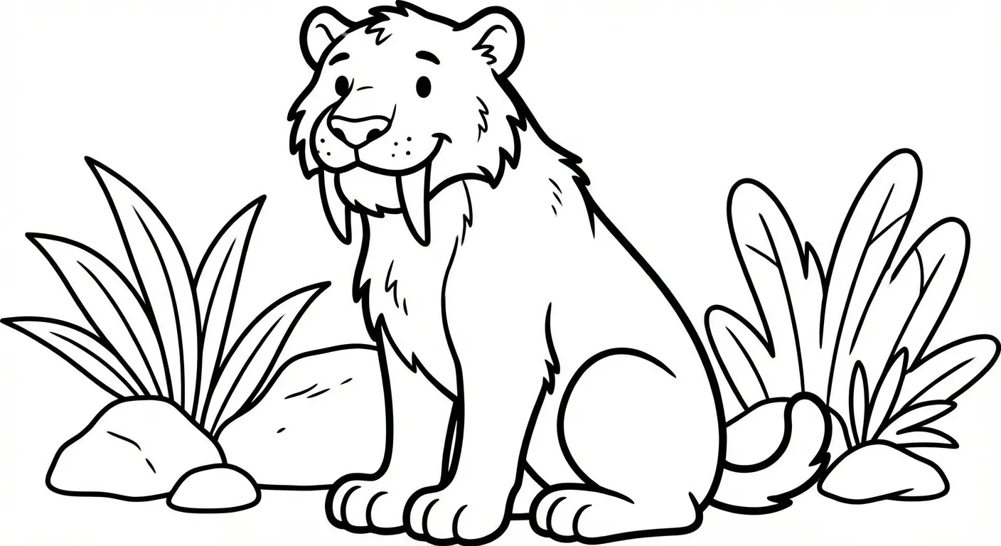 coloriage Smilodon a imprimer pour enfant de 4 ans
