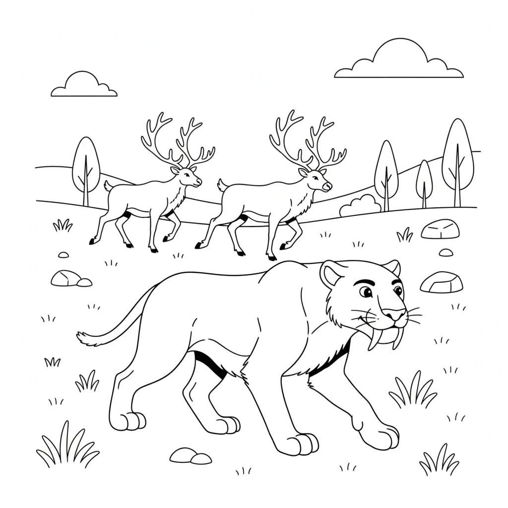 coloriage Smilodon d'enfant a imprimer
