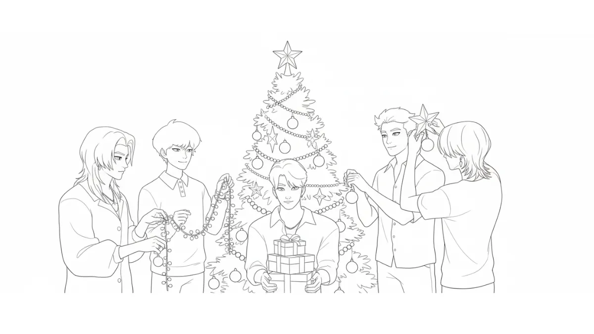 coloriage Saja Boys Noel d'enfant a imprimer