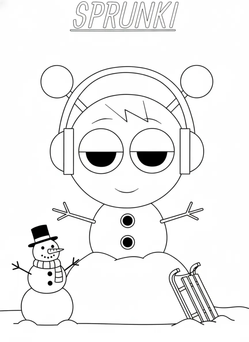 coloriage Sprunki Noel à imprimer a4
