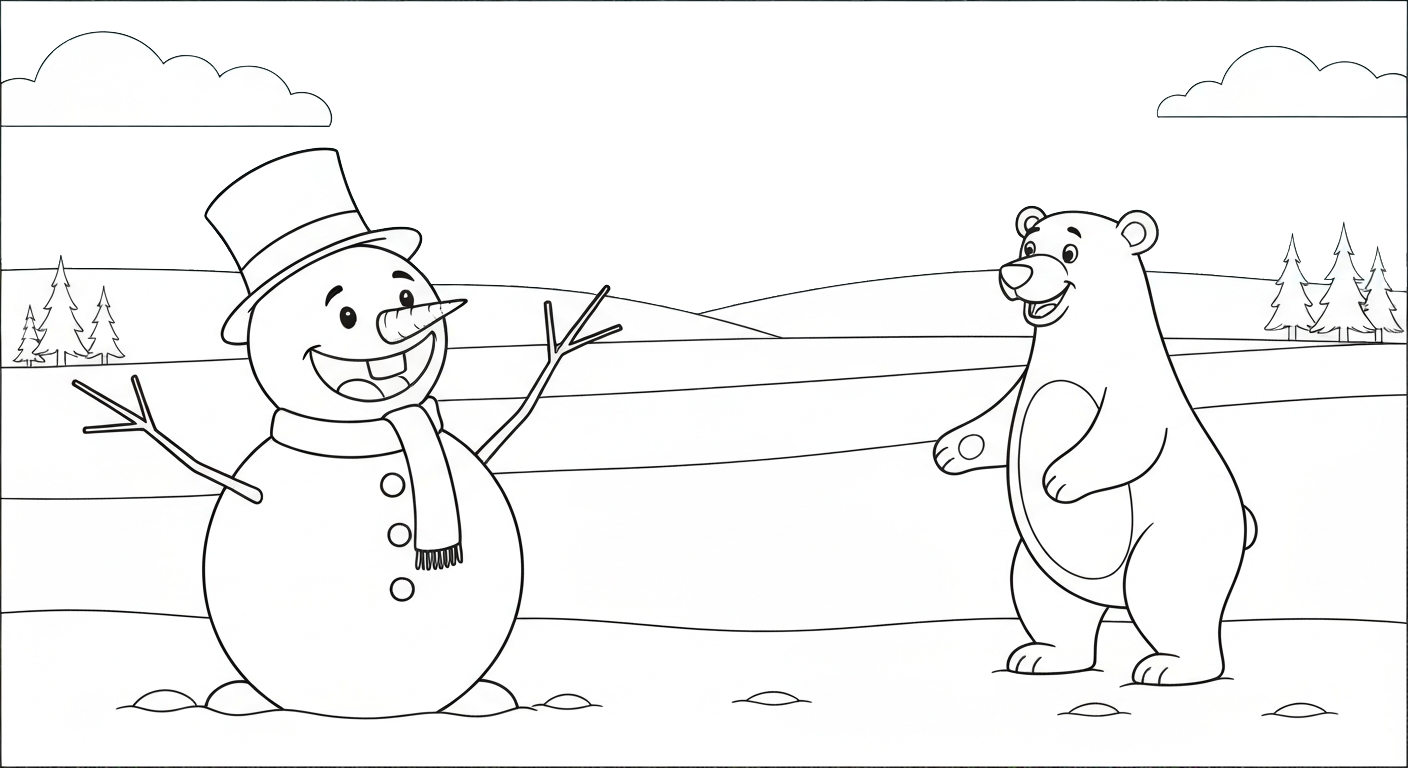 coloriage Bonhomme de neige updated à imprimer pour enfant de 8 ans