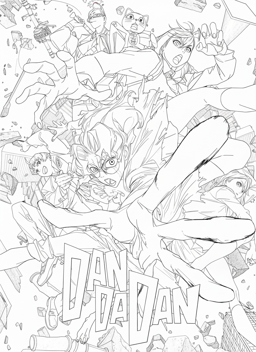 coloriage Dandadan updated pour enfants à imprimer