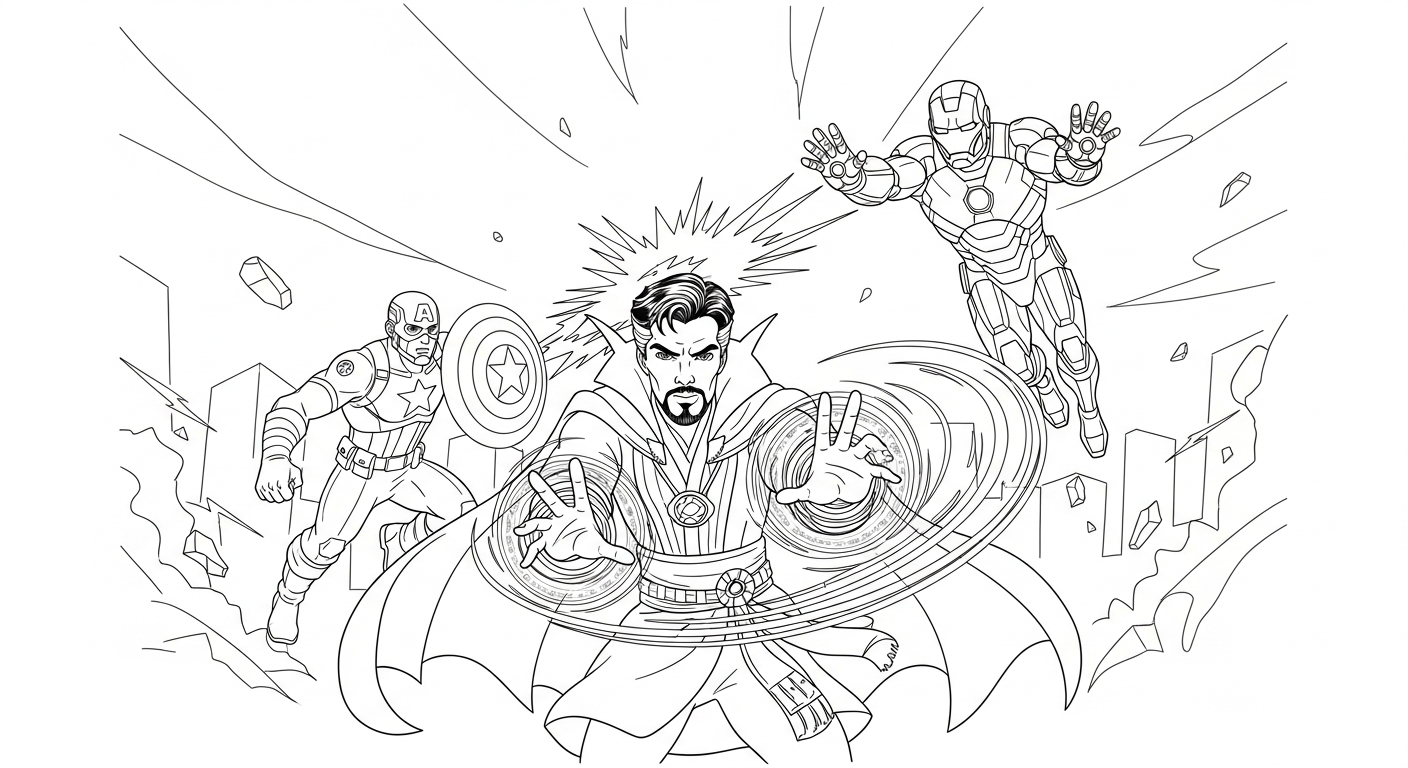 coloriage Doctor Strange et apprentissage