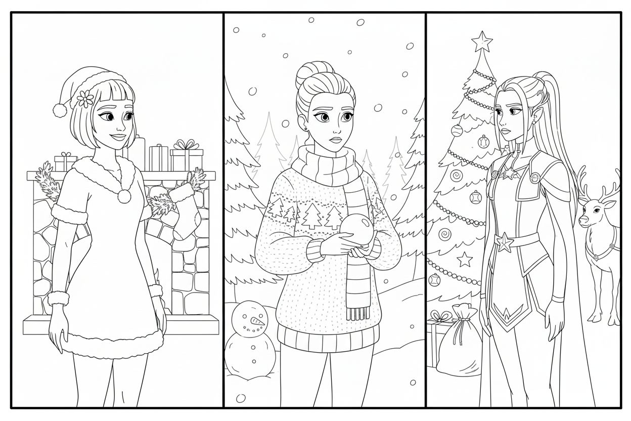coloriage Huntrix Noël à imprimer gratuitement pdf
