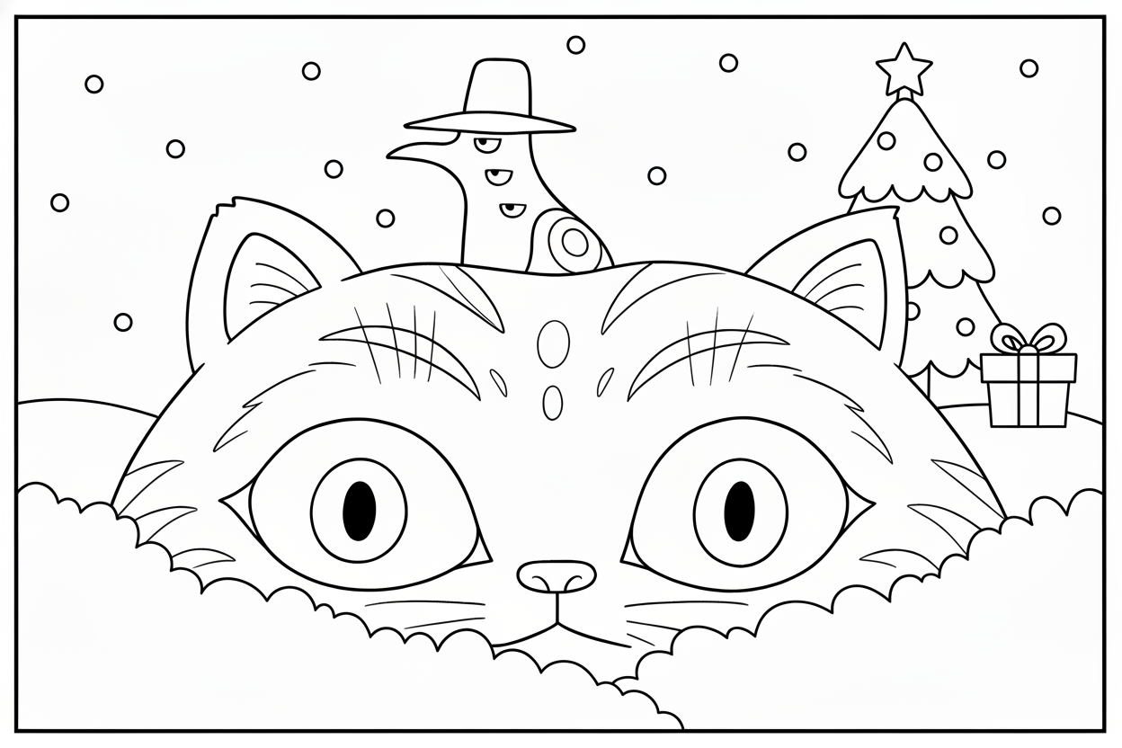 coloriage Huntrix Noël à imprimer pour enfant de 4 ans