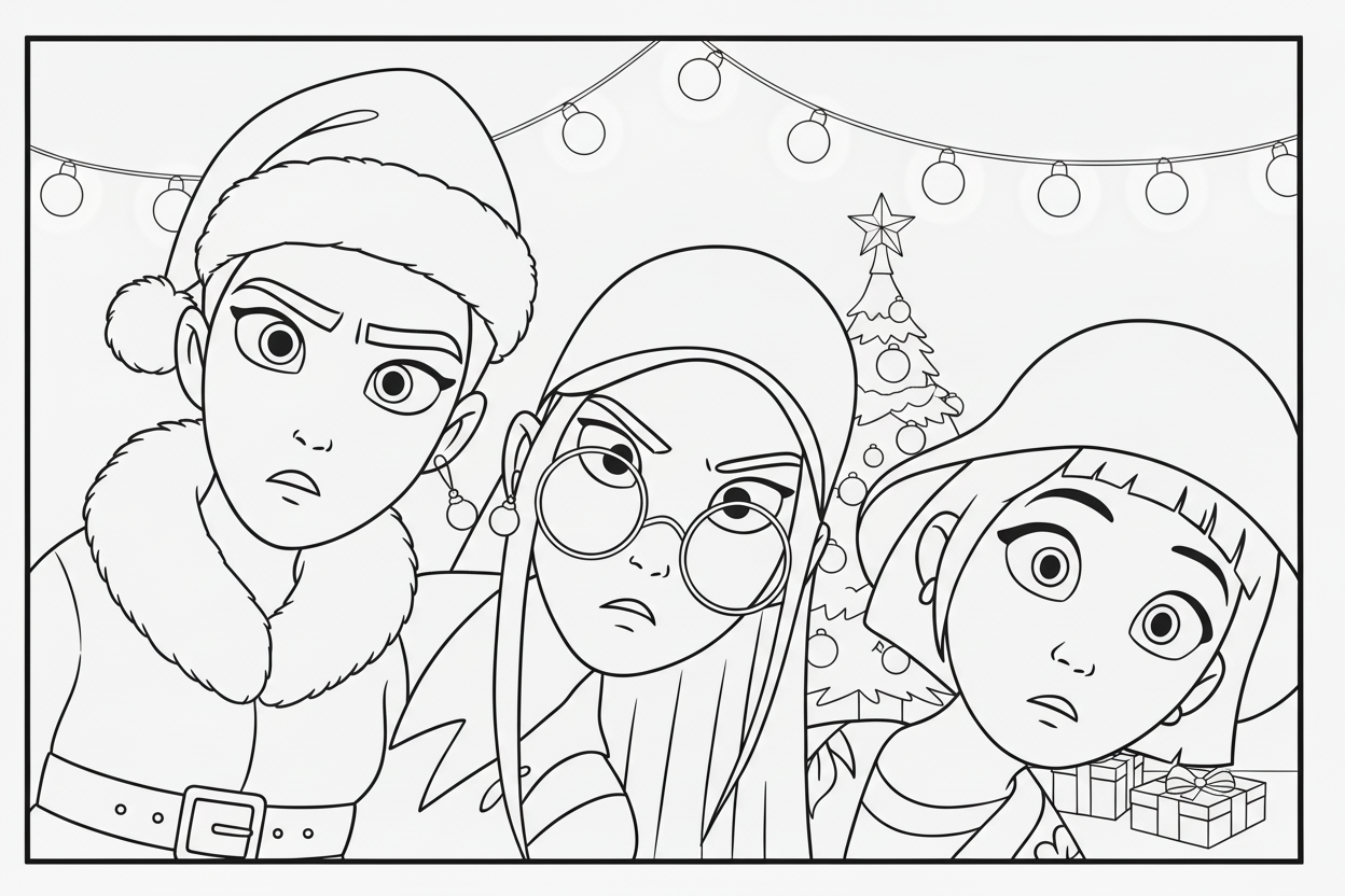 coloriage Huntrix Noël a imprimer gratuitement
