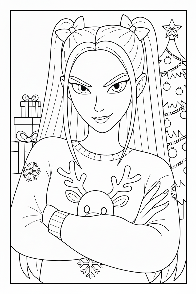 coloriage Huntrix Noël a imprimer gratuit
