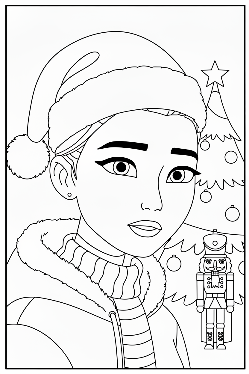 coloriage Huntrix Noël pour enfants à imprimer