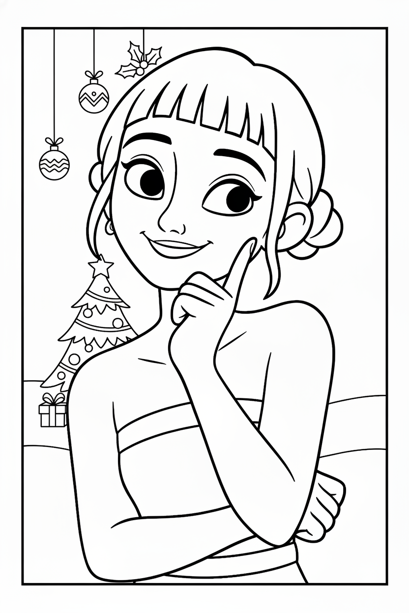 coloriage Huntrix Noël pour enfant de 7 ans