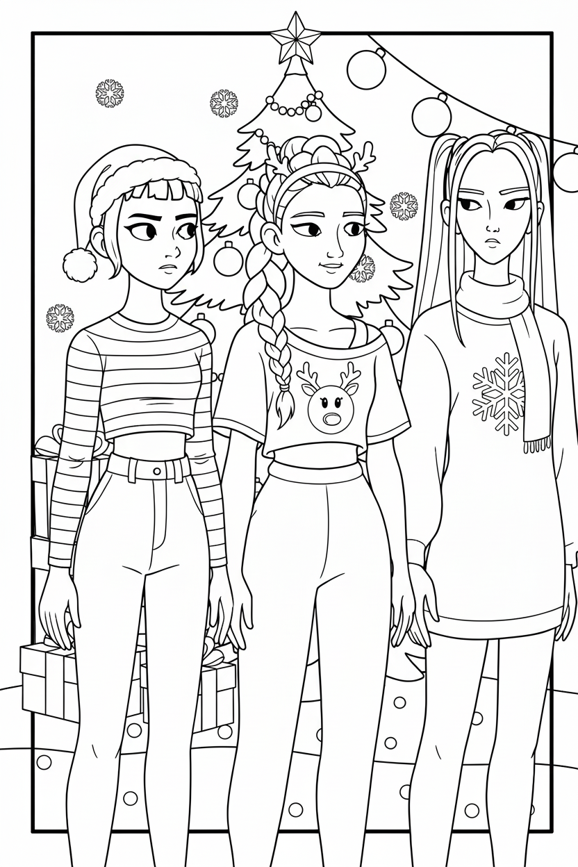 coloriage Huntrix Noël de pour enfants