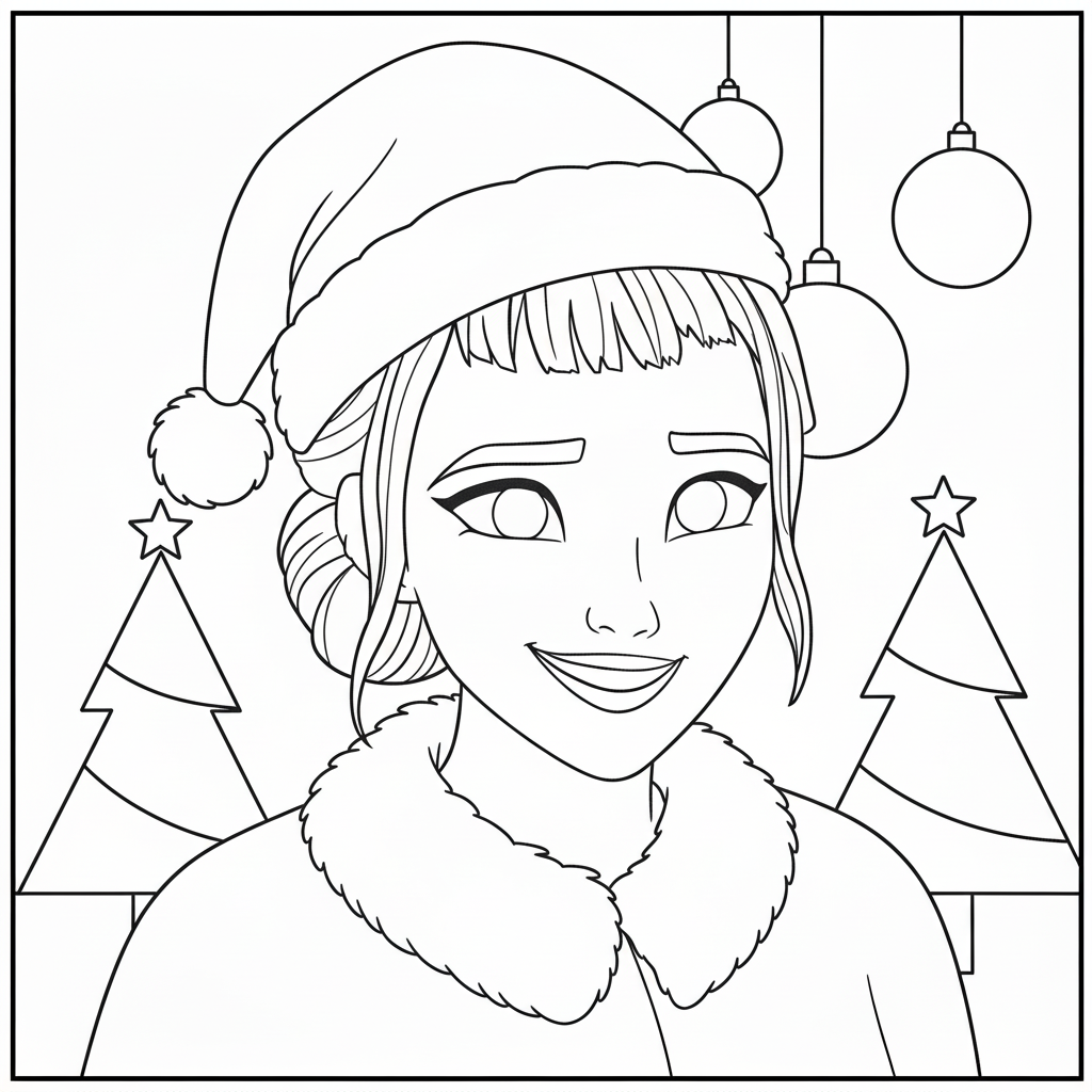 coloriage Huntrix Noël pour enfants à télécharger