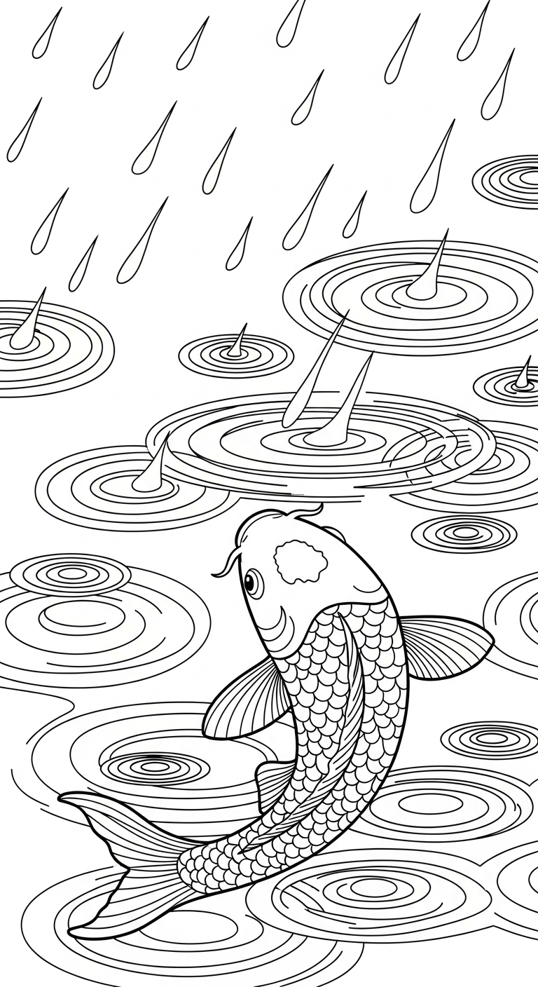 coloriage Koï à imprimer pour enfants 1