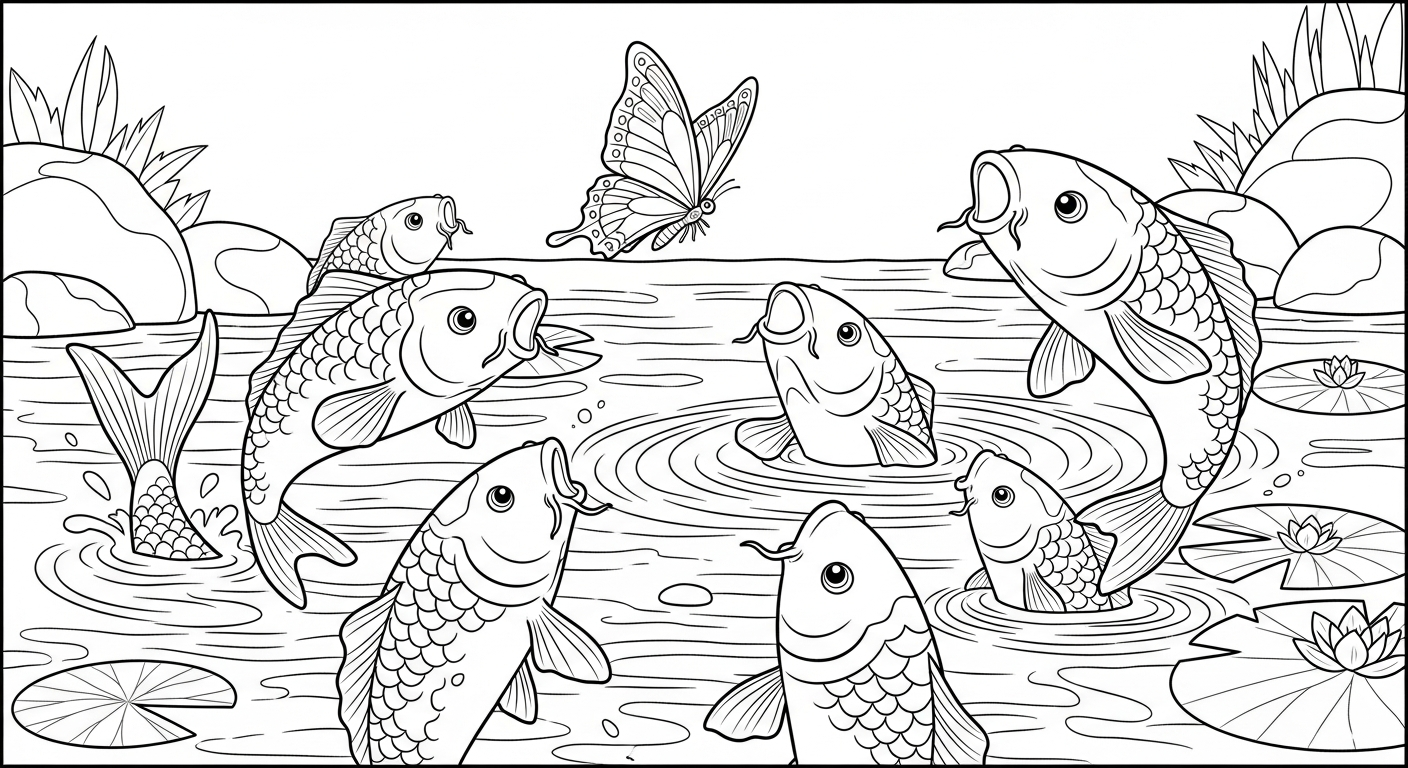 coloriage Koï d'enfant a imprimer 1